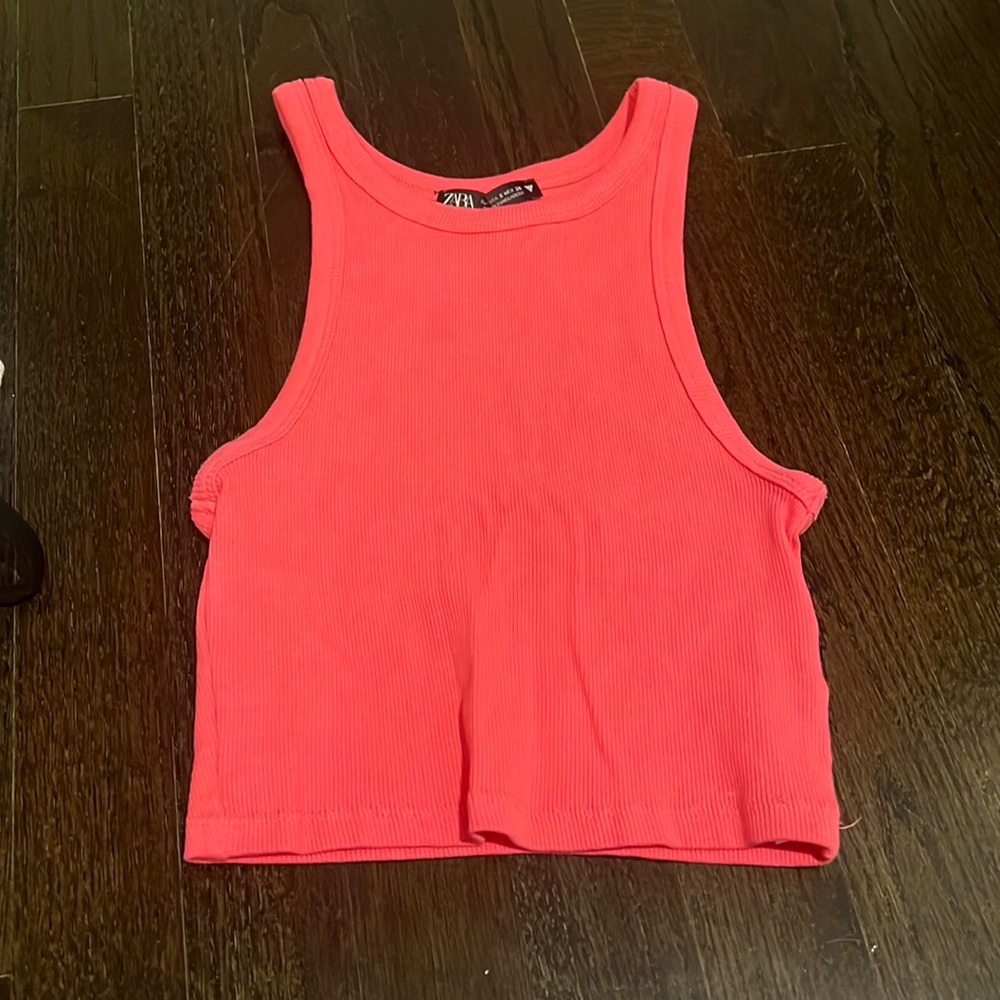 Bright pink zara halter tank top